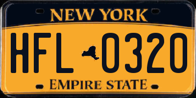 NY license plate HFL0320