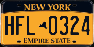 NY license plate HFL0324