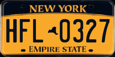NY license plate HFL0327