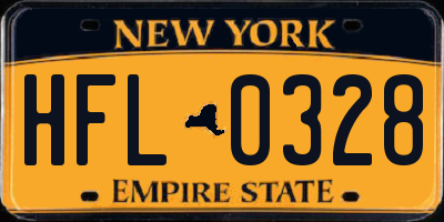 NY license plate HFL0328