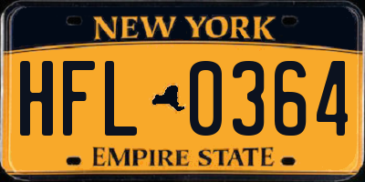 NY license plate HFL0364