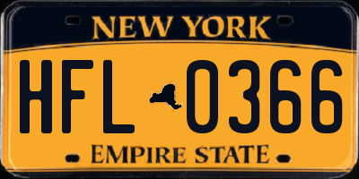 NY license plate HFL0366