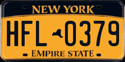 NY license plate HFL0379