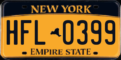 NY license plate HFL0399
