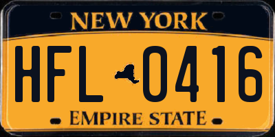 NY license plate HFL0416