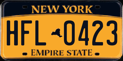 NY license plate HFL0423