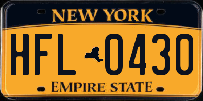 NY license plate HFL0430