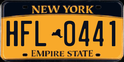 NY license plate HFL0441