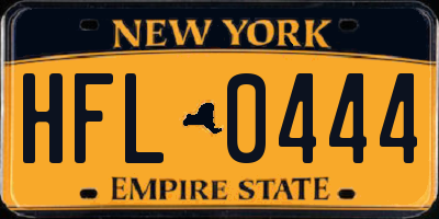 NY license plate HFL0444