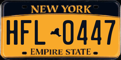 NY license plate HFL0447