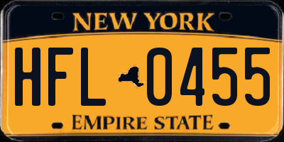 NY license plate HFL0455