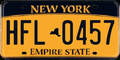 NY license plate HFL0457