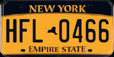 NY license plate HFL0466