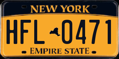 NY license plate HFL0471
