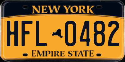 NY license plate HFL0482