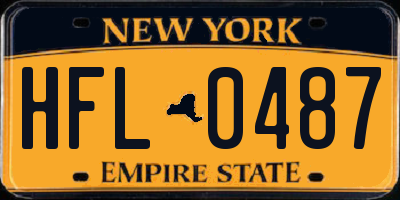 NY license plate HFL0487