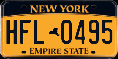 NY license plate HFL0495