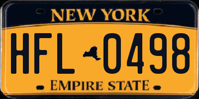 NY license plate HFL0498