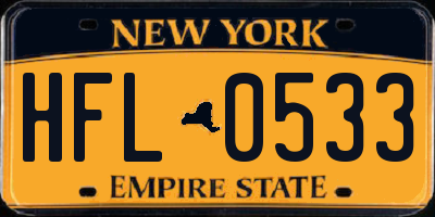 NY license plate HFL0533