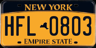 NY license plate HFL0803