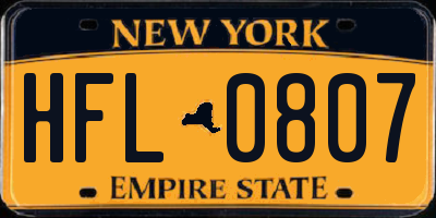 NY license plate HFL0807