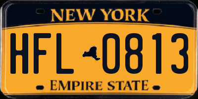 NY license plate HFL0813