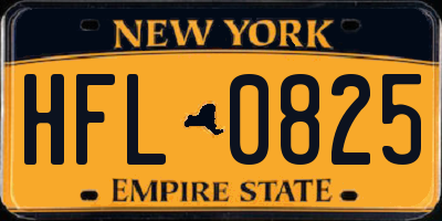 NY license plate HFL0825