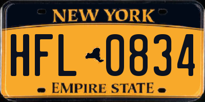 NY license plate HFL0834