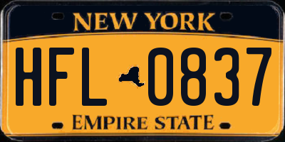 NY license plate HFL0837