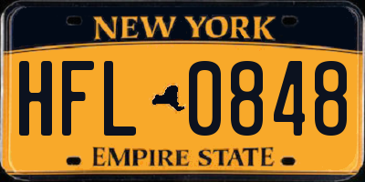 NY license plate HFL0848