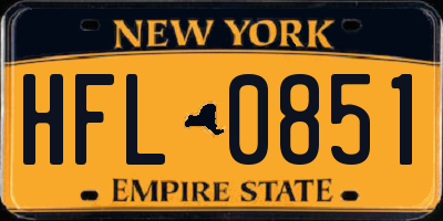 NY license plate HFL0851