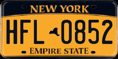 NY license plate HFL0852