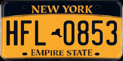 NY license plate HFL0853