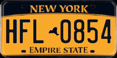 NY license plate HFL0854