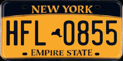 NY license plate HFL0855