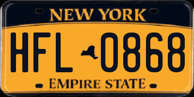 NY license plate HFL0868