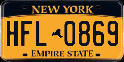 NY license plate HFL0869