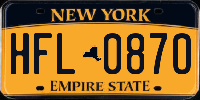 NY license plate HFL0870