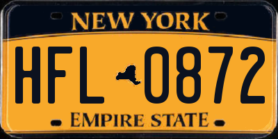 NY license plate HFL0872