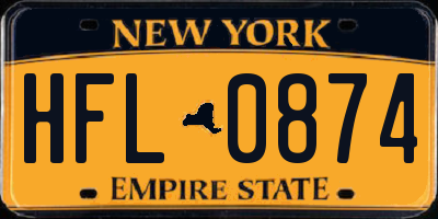 NY license plate HFL0874
