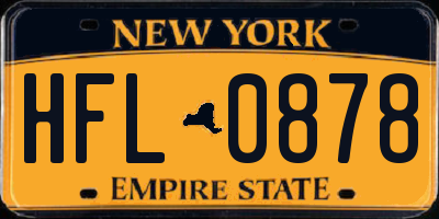 NY license plate HFL0878