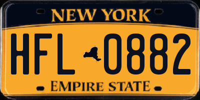 NY license plate HFL0882