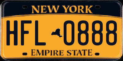 NY license plate HFL0888