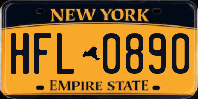 NY license plate HFL0890