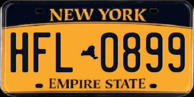 NY license plate HFL0899