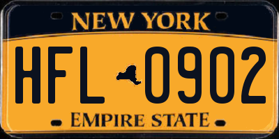NY license plate HFL0902