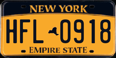 NY license plate HFL0918