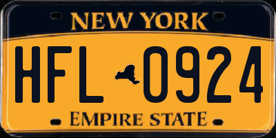 NY license plate HFL0924