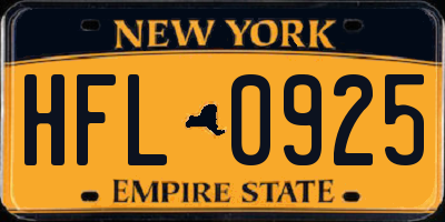 NY license plate HFL0925