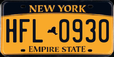 NY license plate HFL0930